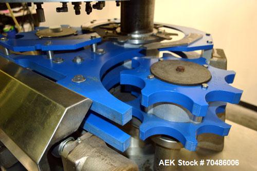 Used Alcoa Packaging Equipment 8 Head Rotary Chuck Capper, Model F-212-4. Capable of line speeds of 100 to 440/minute. Maximum container diameter 4.312’’, height 5-14’’, pitch diameter stars 12’’. Se...