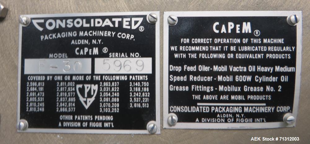 Used Consolidated Model TG-10-15 "CaPeM" Rotary Chuck Capper