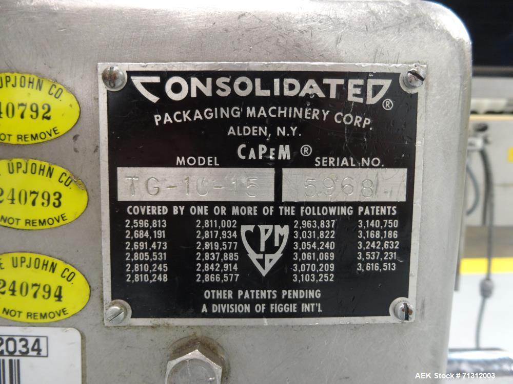 Used Consolidated Model TG-10-15 "CaPeM" Rotary Chuck Capper