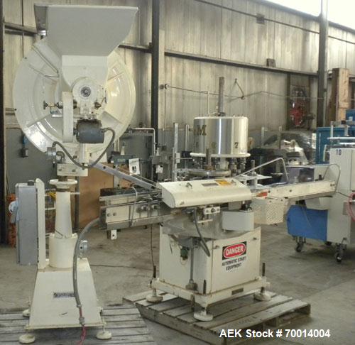 Used Consolidated-Capem 8 Head Rotary Capper, Model: D-8-FA. Capable of speeds from 20 to 175 caps per minute. Has a cap size range: 13 to 70 mm and is currently set up for a 45 mm/2” cap. Maximum co...