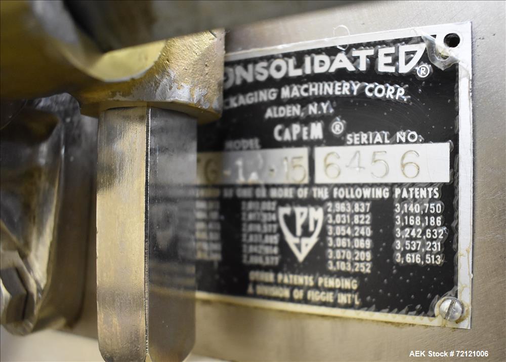 Used Consolidated Model TG-12-15 High Speed Rotary Chuck Capper