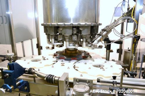 Used Consolidated Model TG-10-15 Rotary Capper. Capable of speeds up to 375 BPM. Has a Consolidated model F30 pin dial cap sorter with floor level cap feeder and worm to star container handling. Cap ...