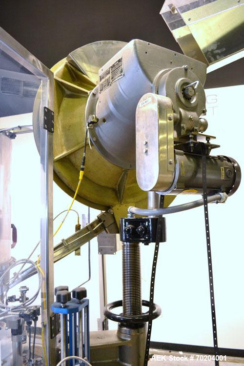 Used Consolidated Model TG-10-15 Rotary Capper. Capable of speeds up to 375 BPM. Has a Consolidated model F30 pin dial cap sorter with floor level cap feeder and worm to star container handling. Cap ...