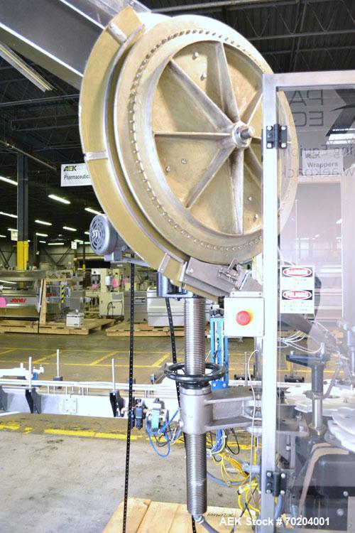Used Consolidated Model TG-10-15 Rotary Capper. Capable of speeds up to 375 BPM. Has a Consolidated model F30 pin dial cap sorter with floor level cap feeder and worm to star container handling. Cap ...