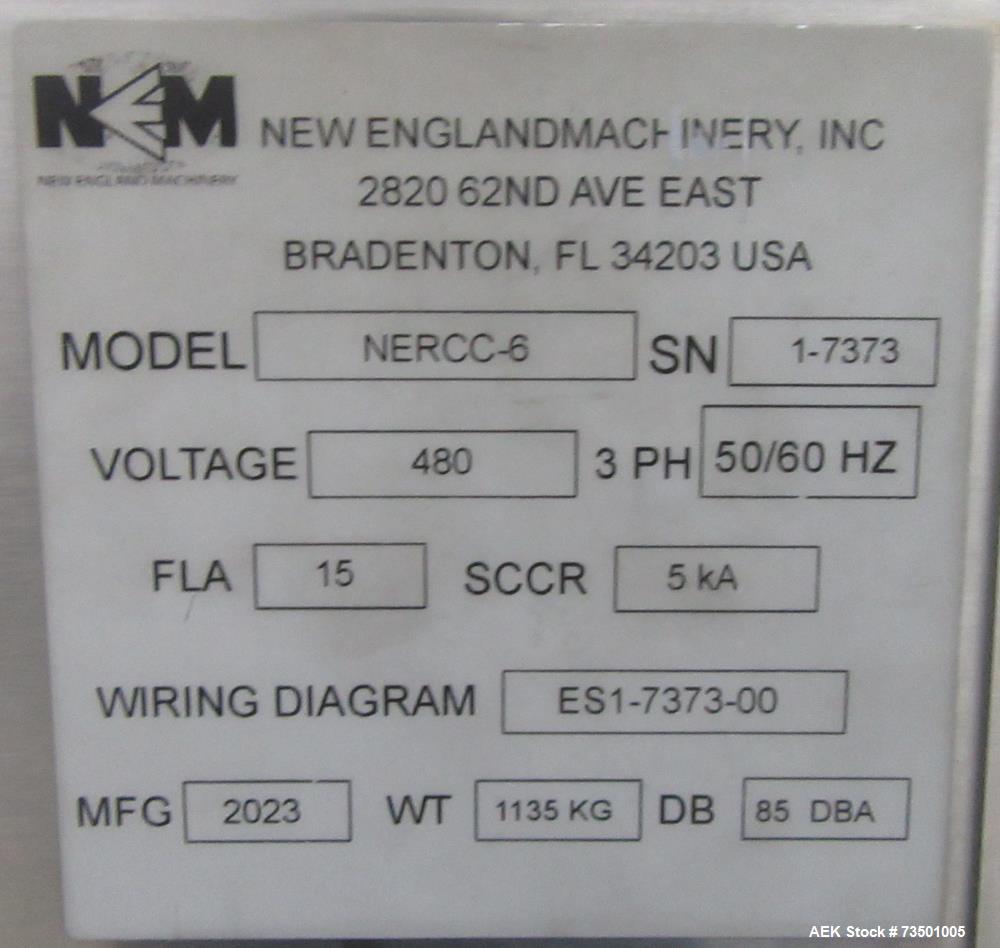 Unused New England Machinery NERCC-6 Chuck Capper with Changeparts for 53MM,63MM, 89MM, 110MM and 120MM Diam Caps