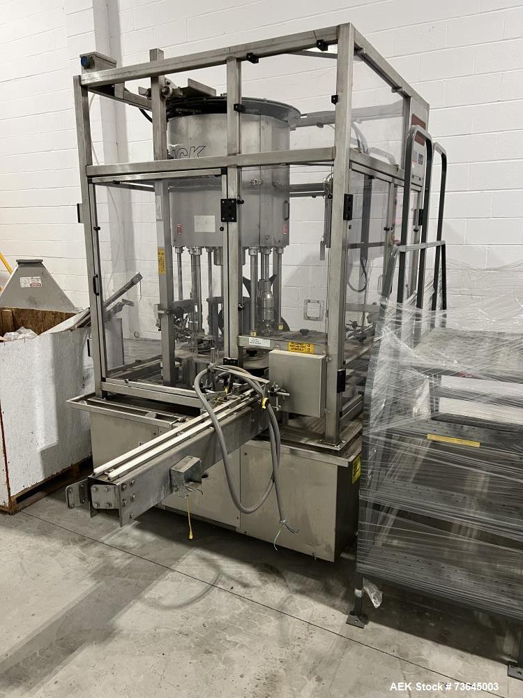 Used Pack West Auto-200 Automatic Inline Capper with H-Pin Cap Sorter | 8-Quill, Up to 300 CPM