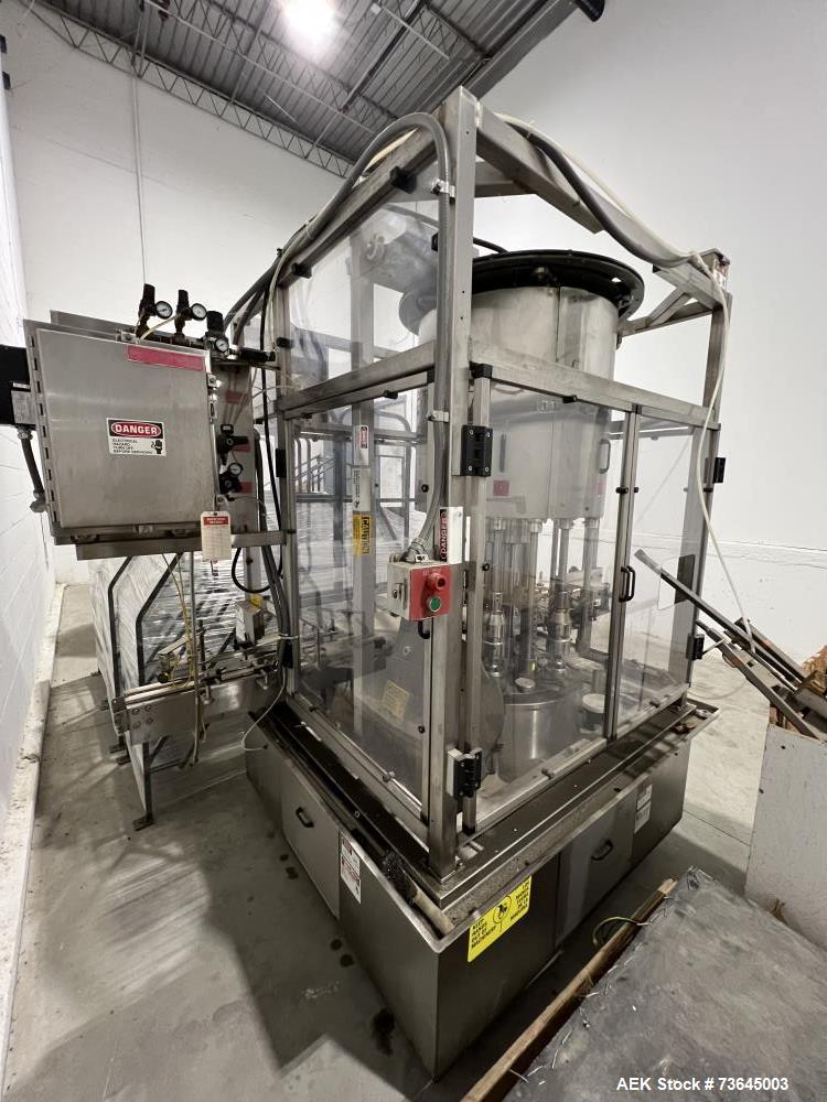 Used Pack West Auto-200 Automatic Inline Capper with H-Pin Cap Sorter | 8-Quill, Up to 300 CPM