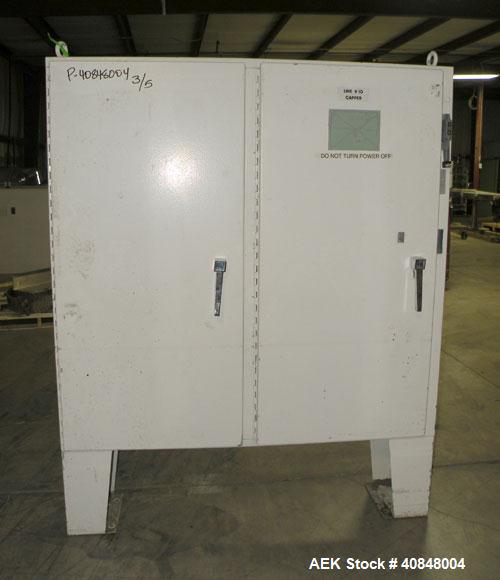Used Consolidated TG-6-15 Rotary Chuck Capper. Capable of speeds up to 75-150 cpm. Currently set up for 24mm caps. Includes (1) Consolidated vertical sorter, model F30, driven by a 3/4 hp, 3/60/208-2...