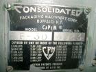 Used Consolidated Rotary Capper, Model TG-10-15. Capable of speeds up to 375 BPM. Has a Consolidated model F36 cap sorter. Cap size range: 13 - 70 mm (with proper change parts). Currently set up for ...
