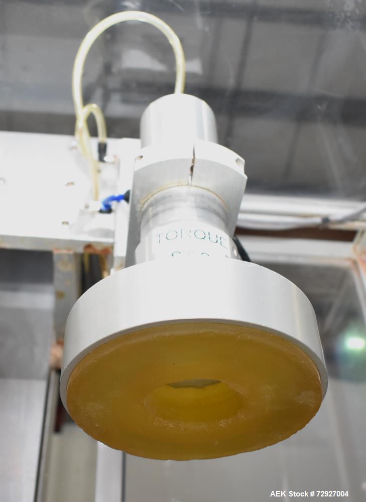 Used Balpack Automatic 2-Station Chuck Capper, Model CEIB. Fully Automatic 2 station inline chuck capper. Capable of speeds up to 55 BPM. Large format cap size range: 45mm-120mm (dia) with changepart...