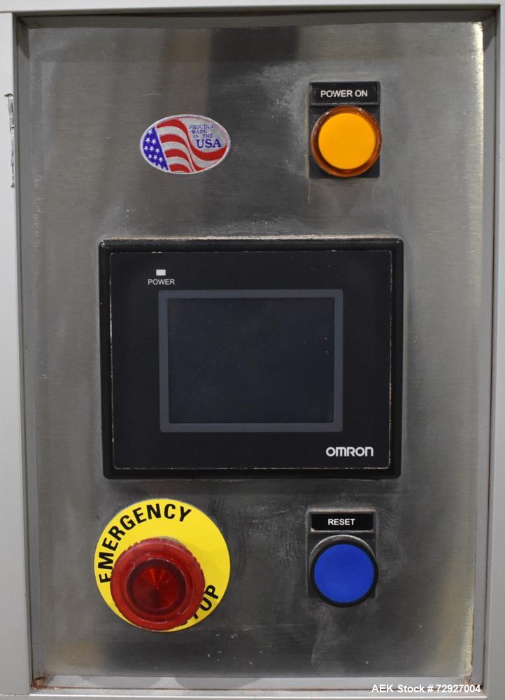Used Balpack Automatic 2-Station Chuck Capper, Model CEIB. Fully Automatic 2 station inline chuck capper. Capable of speeds up to 55 BPM. Large format cap size range: 45mm-120mm (dia) with changepart...