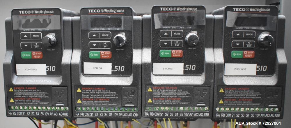 Used Balpack Automatic 2-Station Chuck Capper, Model CEIB. Fully Automatic 2 station inline chuck capper. Capable of speeds up to 55 BPM. Large format cap size range: 45mm-120mm (dia) with changepart...