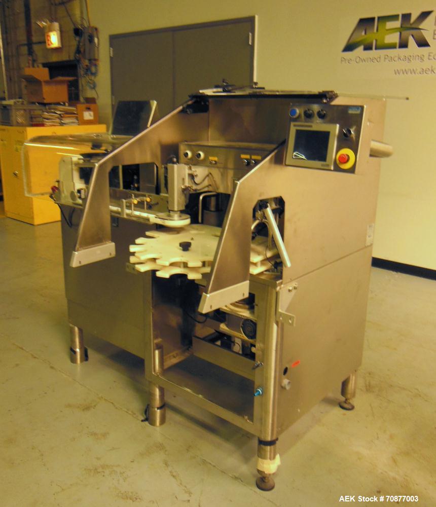 Used Kalish (IMA) Starcap Model 5123 Single Head Chuck Capper. Machine is capable of speeds up to 90 bottles per minute. Container size range: (height) 1-1/2" - 11" (diam) up to 4-1/8". Maximum cap s...