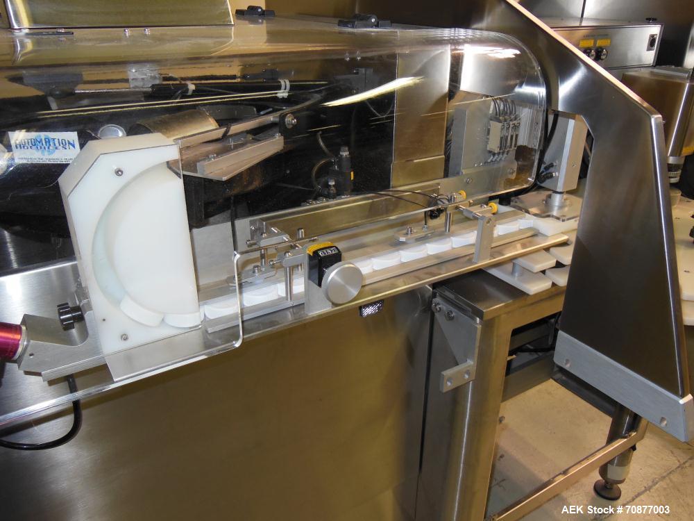 Used Kalish (IMA) Starcap Model 5123 Single Head Chuck Capper. Machine is capable of speeds up to 90 bottles per minute. Container size range: (height) 1-1/2" - 11" (diam) up to 4-1/8". Maximum cap s...