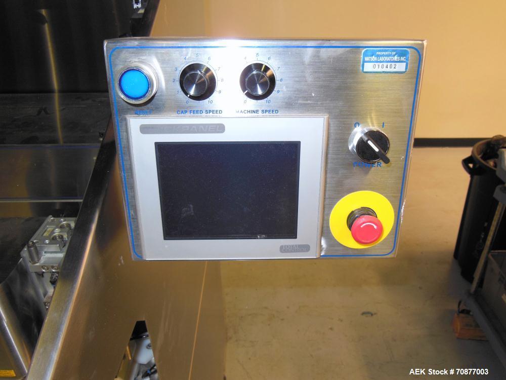 Used Kalish (IMA) Starcap Model 5123 Single Head Chuck Capper. Machine is capable of speeds up to 90 bottles per minute. Container size range: (height) 1-1/2" - 11" (diam) up to 4-1/8". Maximum cap s...