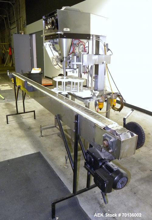 Used Kalish Starcap MK V Automatic Chuck Capper. Capable of speeds up to 80 containers per minute. Model 92900, single head chuck capper Has star wheel indexing for container and was last running 16o...