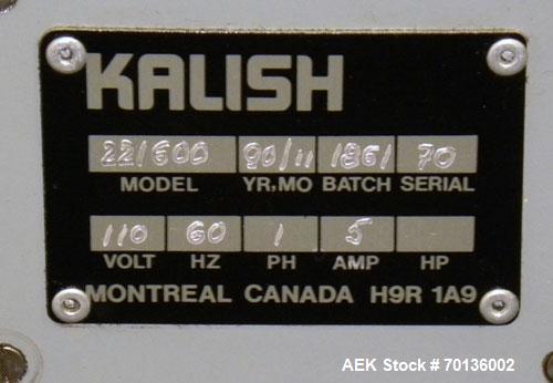 Used Kalish Starcap MK V Automatic Chuck Capper. Capable of speeds up to 80 containers per minute. Model 92900, single head chuck capper Has star wheel indexing for container and was last running 16o...