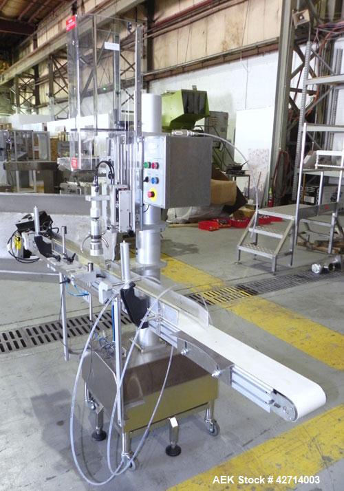 Used Kalish Inline Cap Torquer, Model Torqit 5750. Designed to tighten caps up to 90 bottles per minute by means of a slip clutch, which is adjustable to provide the desired torque. Unit is construct...