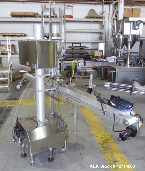 Used Kalish Inline Cap Torquer, Model Torqit 5750. Designed to tighten caps up to 90 bottles per minute by means of a slip clutch, which is adjustable to provide the desired torque. Unit is construct...