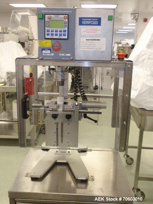 Used Sure Torque ST-120 Torque Tester. SIngle station unit. The unit can be used as a benchtop capper, tightening the cap to a defined set point. Designed to accurately measure the release torque of ...