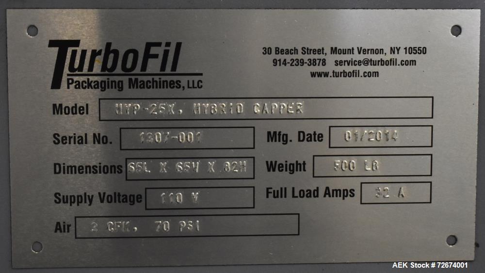 Used- TurboFil Packaging Machines Hybrid Capper