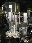 Used Kalish Starcap Automatic Chuck Capper. Capable of speeds up to 80 bottles per minute. Cap size range: 13mm to 58mm with changeparts. Currently set up on 43mm diam caps. Has a vibratory bowl feed...