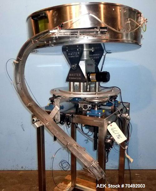 Used Healthstar 36'' Diameter Cap Sorter with Chute. Mounted on a stainless steel frame. Currently set up on approximately 1-5/8" diameter cap.