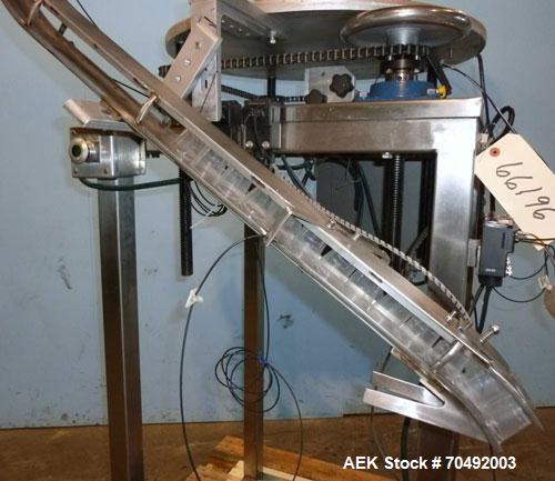 Used Healthstar 36'' Diameter Cap Sorter with Chute. Mounted on a stainless steel frame. Currently set up on approximately 1-5/8" diameter cap.