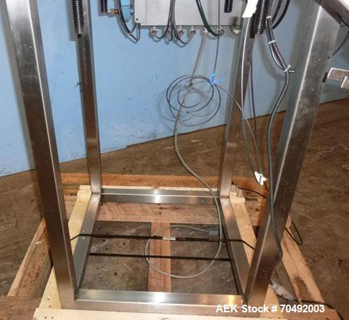 Used Healthstar 36'' Diameter Cap Sorter with Chute. Mounted on a stainless steel frame. Currently set up on approximately 1-5/8" diameter cap.