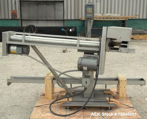 Used Holmatic Horizontal Overcapper/Lidder, stainless/aluminum construction, model PH-31. Last running 211 lids. 46" long single lane rollers, driven by a 1/4 hp, 3/60/230/460 volt, 1725 rpm motor. R...