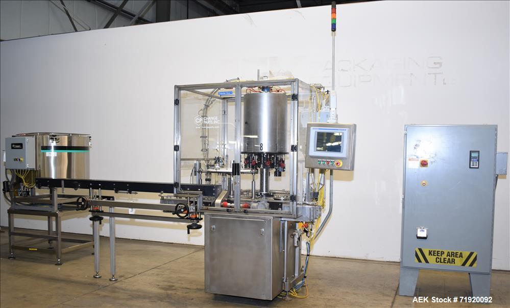 Used Change Parts Inc 8-Head Press on "Snap" Capper, Model SC-8-15.