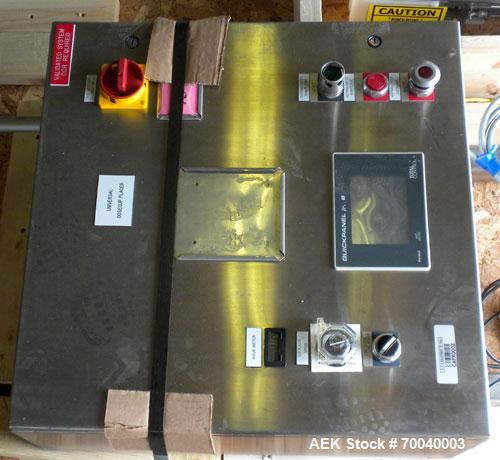 Used Universal Dose Cup Feeder and Applicator, Model E-7586. Line consists of: (1) Pharmaceutical Centrifugal Hoppman Feeder, Model FT401RLDCA, Serial number FT401RLDCA00095, built in 2002. Machine i...