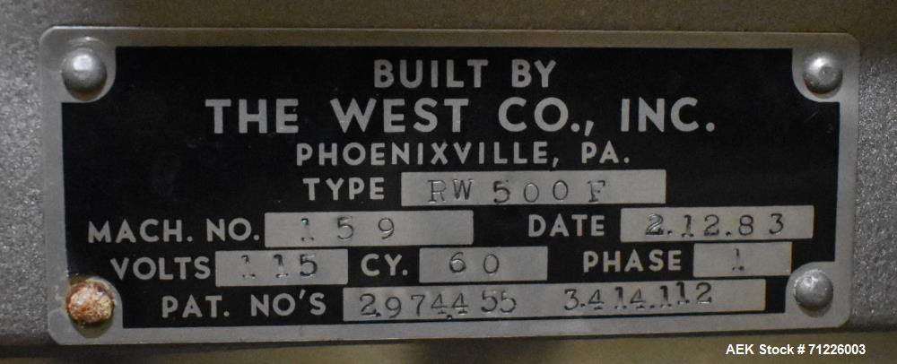 Used West (Genesis) Model RW500F Automatic Rotary Vial aluminum Crimp Capper