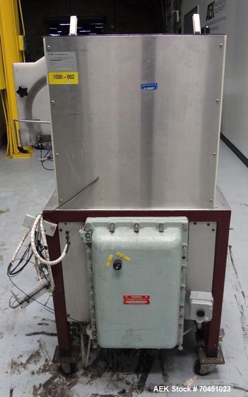 Used FDM Technologies Roller Ball Placer. Was last placing plastic 1-1/4" diameter roller balls in a cosmetic deodorant bottle. Has Appleton explosion proof junction box. Machine is mounted on caster...
