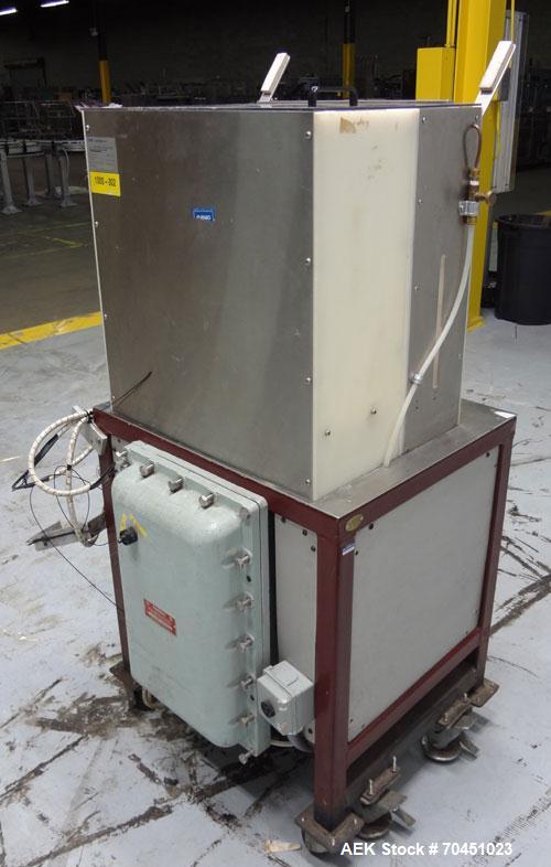 Used FDM Technologies Roller Ball Placer. Was last placing plastic 1-1/4" diameter roller balls in a cosmetic deodorant bottle. Has Appleton explosion proof junction box. Machine is mounted on caster...