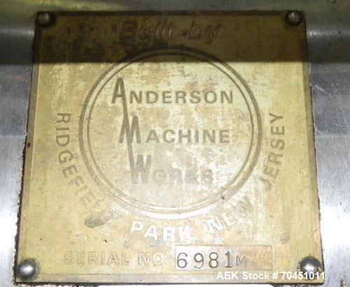 Used Anderson Model C-800 8-Head Rotary Pump Placer and Crimper for fragrance, perfume and cologne. Aluminum body finger pump sprayers crimped to glass containers. Has PMC model MM36 valve stem sorte...