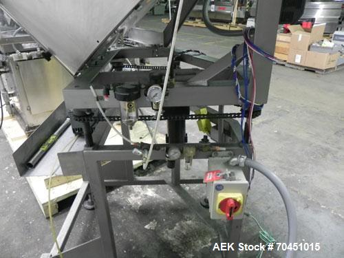 Used Anderson 8 Head Rotary Pump Placer and Crimper for fragrance, perfume and cologne. Aluminum body fragrance finger pump sprayers crimped to glass containers. Has PMC model MM36 valve stem sorter ...