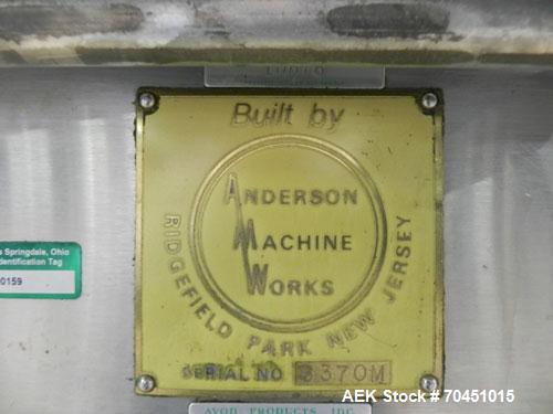 Used Anderson 8 Head Rotary Pump Placer and Crimper for fragrance, perfume and cologne. Aluminum body fragrance finger pump sprayers crimped to glass containers. Has PMC model MM36 valve stem sorter ...