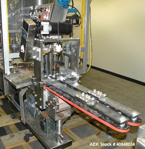 Used Anderson Machine Systems Six Spindle, Rotary Motion, Fully Automatic Pump Placing Machine. Designed to automatically sort pumps from random bulk form, apply them to bottles at speeds up to 100 p...