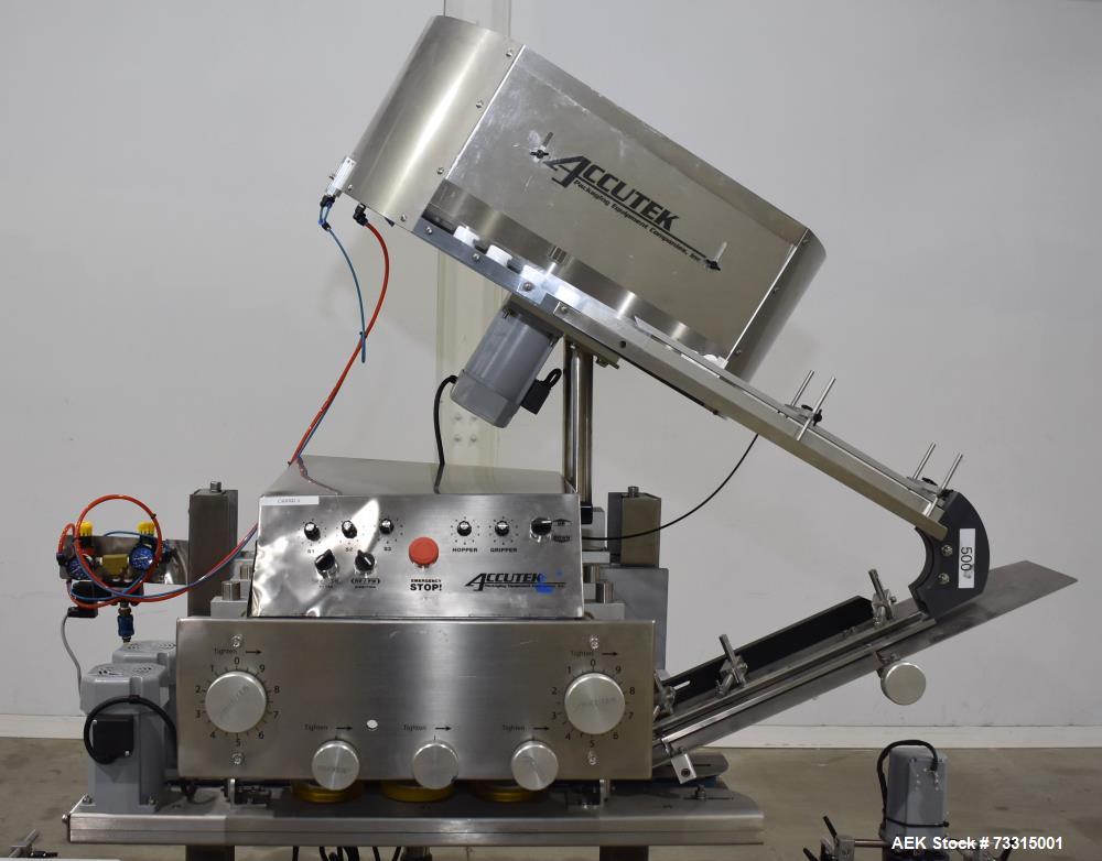 Used Industrial Packaging Accutek Model ASC-6 Automatic Spindle Capper System