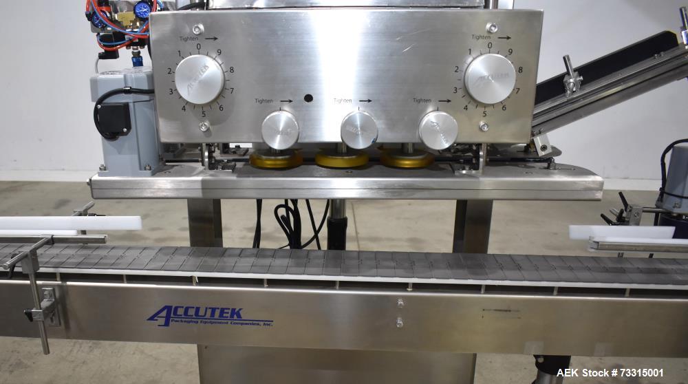 Used Industrial Packaging Accutek Model ASC-6 Automatic Spindle Capper System