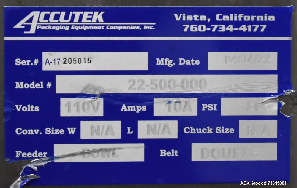 Used Industrial Packaging Accutek Model ASC-6 Automatic Spindle Capper System