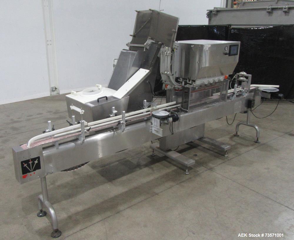 Used Aesus Capper, Model Delta Cap-4. With conveyor. 1/60/208V.
