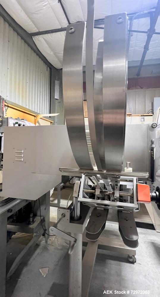 Used CVC Technologies Model CVC1205 IN-Line Spindle Capper. Capable of speeds up to 120 Bottles per minute (BPM). Cap diameter: 1 to 4-1/4" (25mm - 108mm). Cap height: 1/2 to 3/4" (13 - 19mm). Bottle...