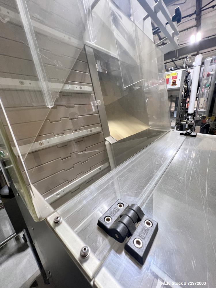 Used CVC Technologies Model CVC1205 IN-Line Spindle Capper. Capable of speeds up to 120 Bottles per minute (BPM). Cap diameter: 1 to 4-1/4" (25mm - 108mm). Cap height: 1/2 to 3/4" (13 - 19mm). Bottle...