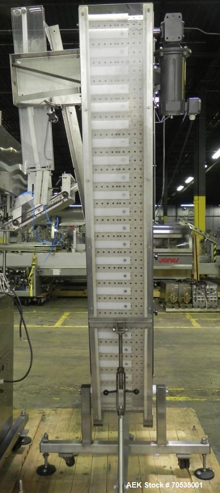 Used Inline Filling Systems Automatic Belt Capper. Machine is rated at up to 200 caps per minute depending on cap size and container configuration. Capper main unit can handle a cap size range up to ...