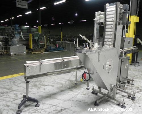 Used Inline Filling Systems inline belt capper with automatic cleated belt cap elevator. Capable of speeds up to 200 CPM (depending on cap size and container configuration). Has a container size rang...
