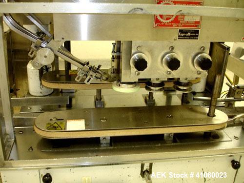 Used Kaps-All Capper, Model A. 6 quill with cap hopper, orienter and chute, serial #1802.