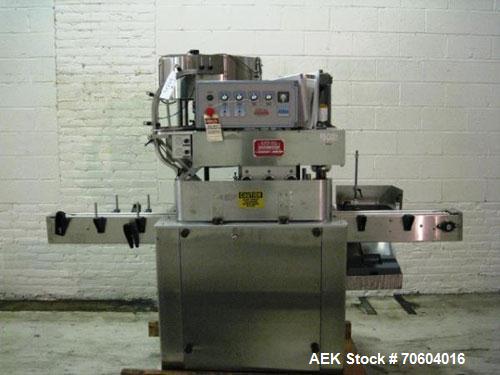 Used Kaps All Model A Capper.  3 spindle, with side gripper belts, cap feeder and feed conveyor, serial # 5007, with Kaps-all cap hopper/elevator, model FS-B