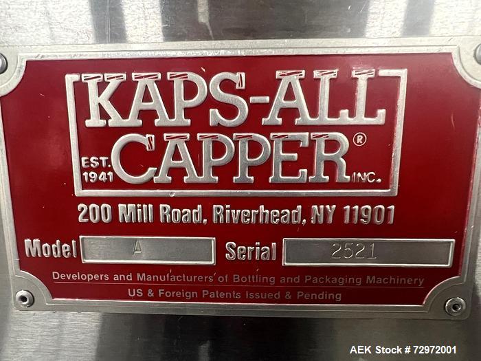 Used Kapsall A Inline Screw Capper – 200 BPM, 13-70mm Cap Range
